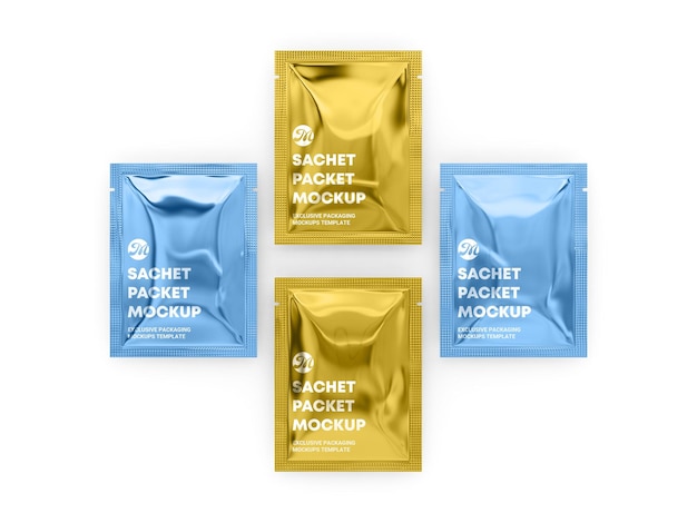 Aluminum foil sachet packet mockup