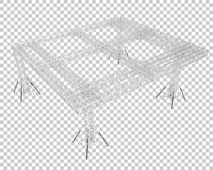 PSD aluminum frame structure isolated on transparent background 3d rendering illustration