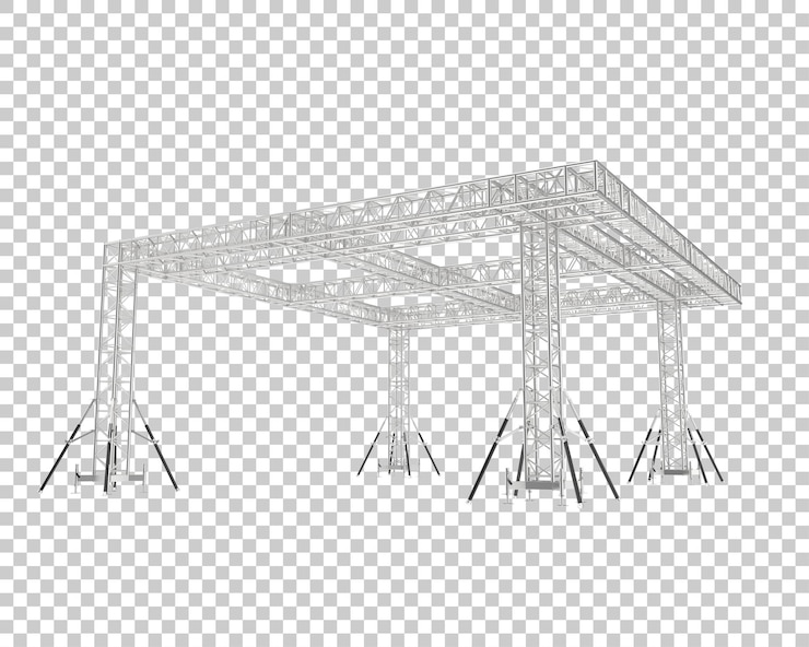 PSD aluminum frame structure isolated on transparent background 3d rendering illustration