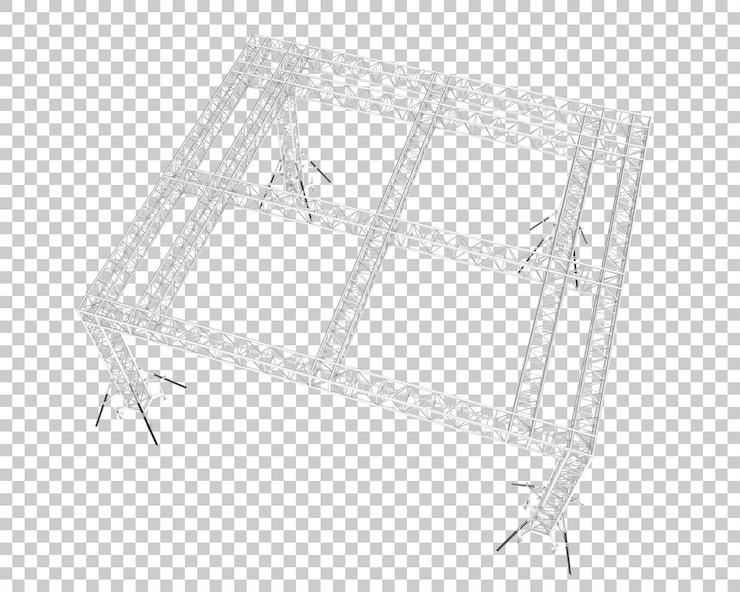 PSD aluminum frame structure isolated on transparent background 3d rendering illustration