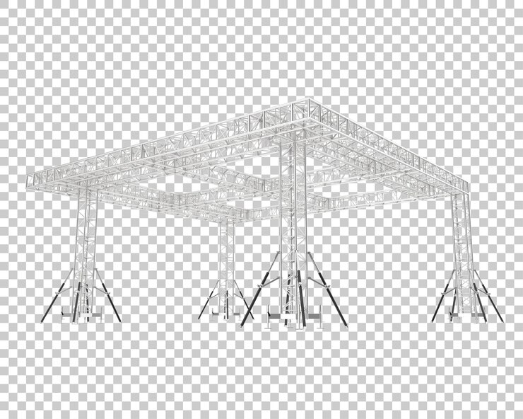 PSD aluminum frame structure isolated on transparent background 3d rendering illustration