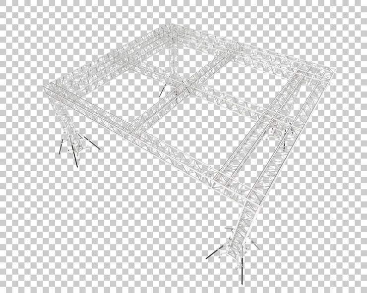 PSD aluminum frame structure isolated on transparent background 3d rendering illustration