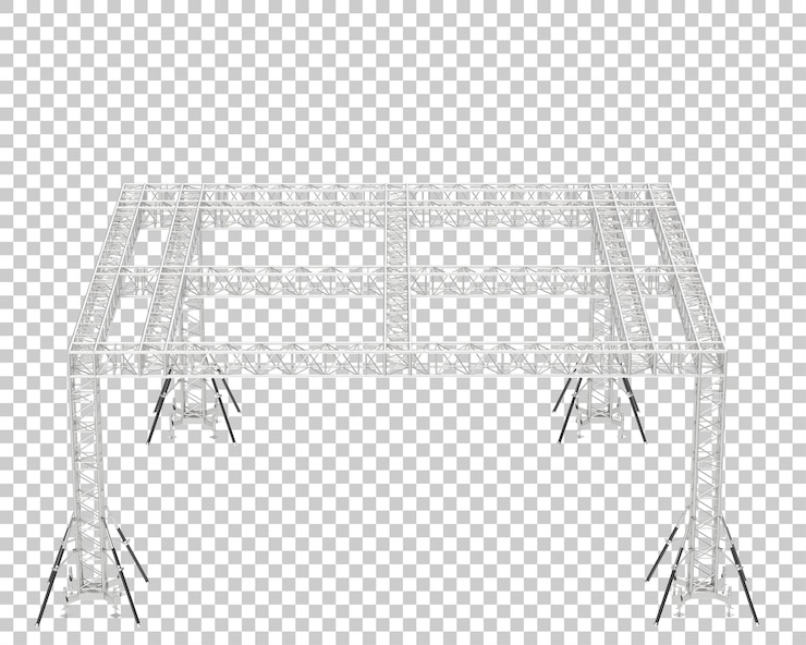 PSD aluminum frame structure isolated on transparent background 3d rendering illustration