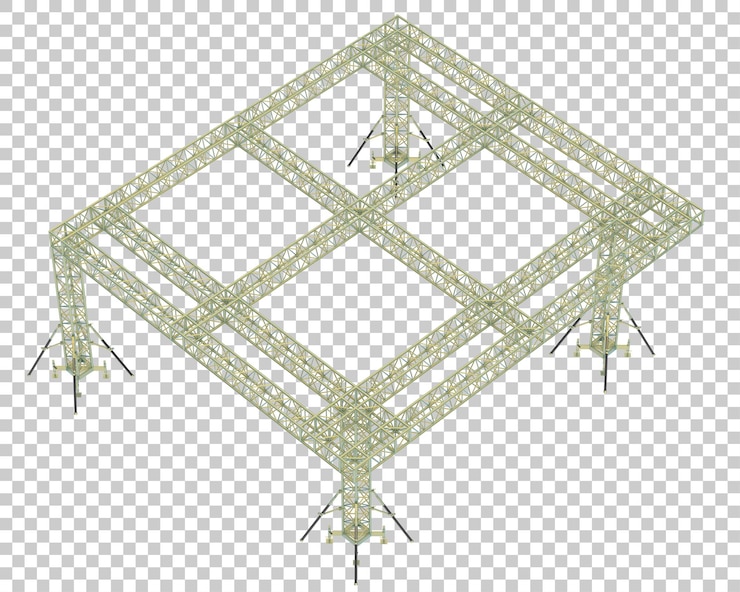 PSD aluminum frame structure isolated on transparent background 3d rendering illustration