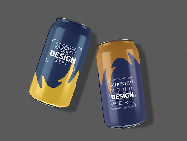 Aluminum, metal can package mockup for branding and identity.