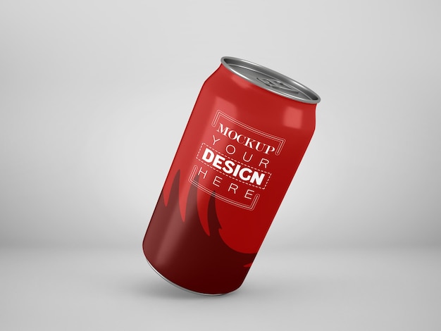 Aluminum, metal can package mockup for branding and identity.