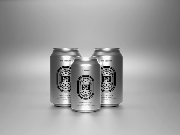 PSD aluminum metal can package mockup for branding