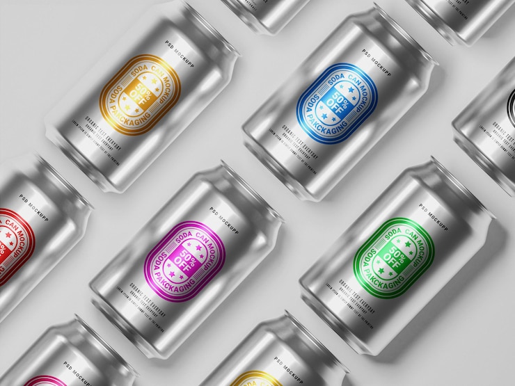 Aluminum metal can package mockup for branding