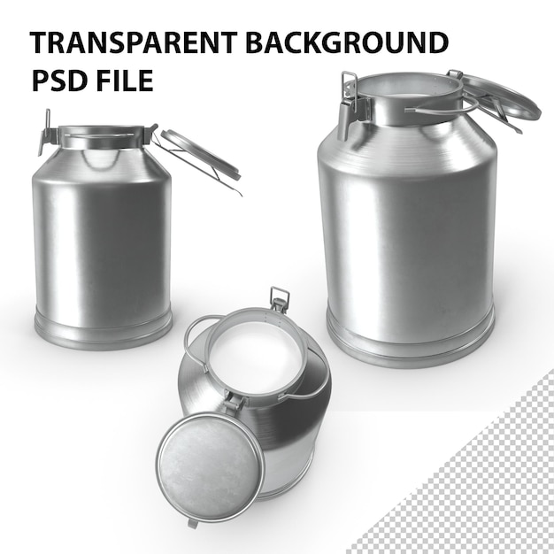 Aluminum Milk Bucket Can Full New PNG