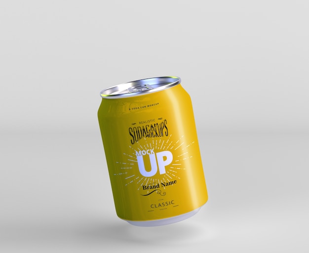 Aluminum mini soda can mockup