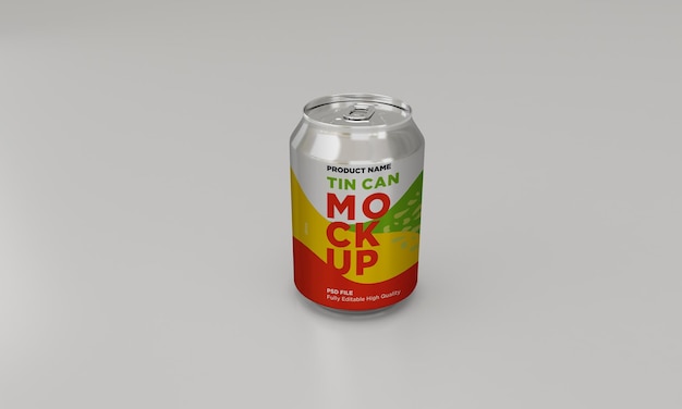 Aluminum soda can drink beverage psd mockup