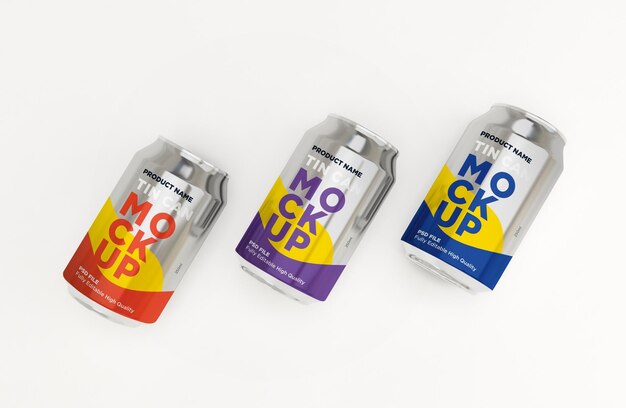 Soda di alluminio può bere bevande psd mockup