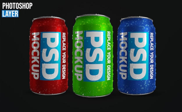 Aluminum soda cans mockup