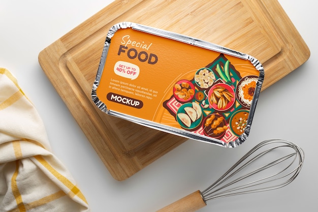 PSD aluminum tray mock-up design for storing food