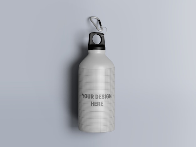 Aluminum water bottle mockup isolated