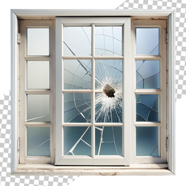 PSD alumiun window isolated on transparent background