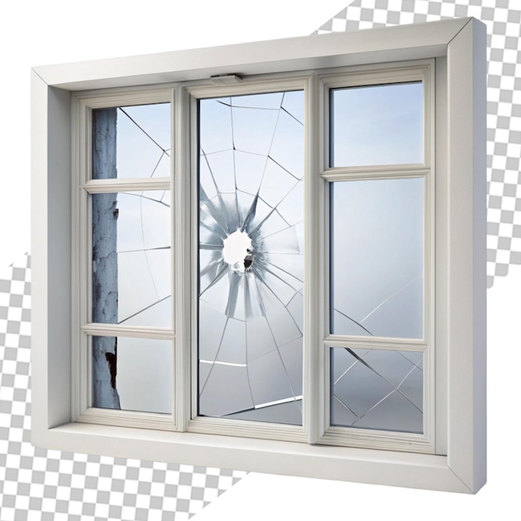 PSD alumiun window isolated on transparent background