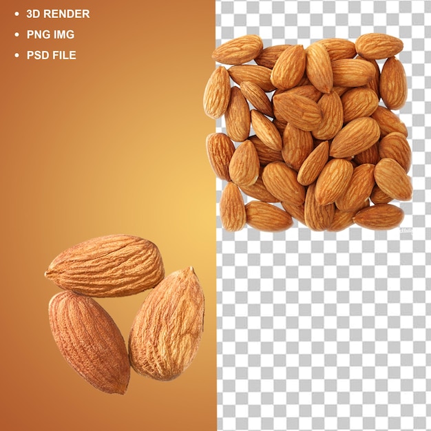 Amandelen png op doorzichtige geïsoleerde achtergrond