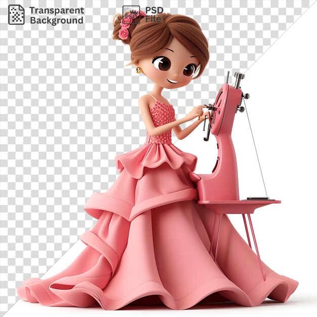 PSD amazing 3d fashion designer cartoon crafting haute couture dresses for a doll