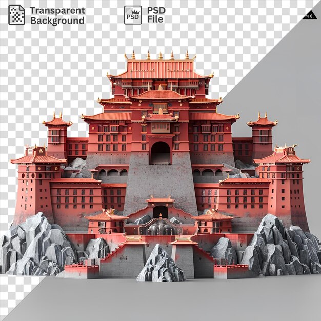 PSD incredibile modello 3d del palazzo di potala