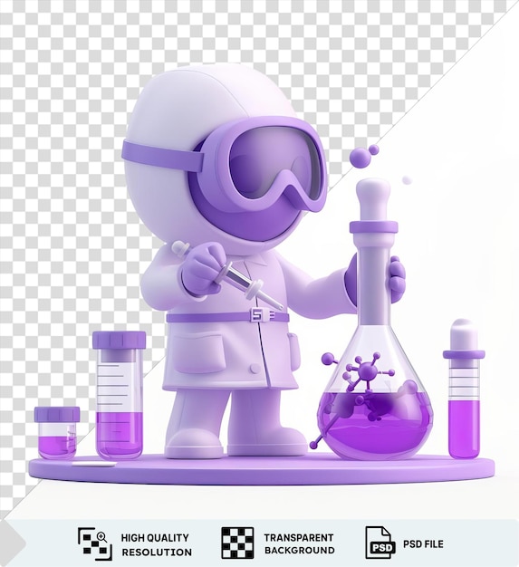 PSD amazing 3d scientist cartoon conducting groundbreaking experiments in a laboratory