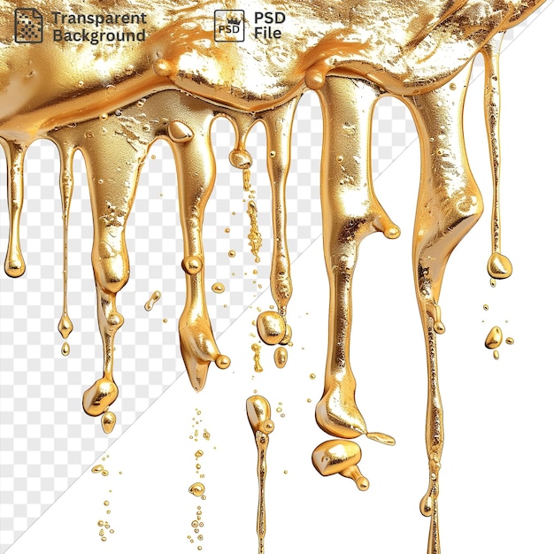 PSD amazing abstract molten gold drips vector symbol luxury yellow paint splashing in the air