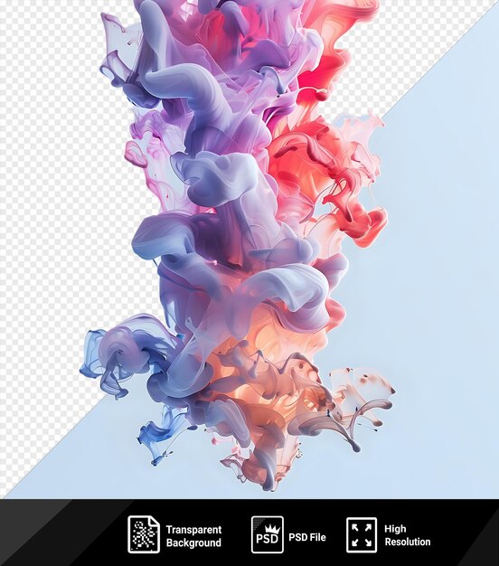 PSD amazing acrylic colors and ink in water create a stunning display against a clear blue sky with a white flower adding a touch of elegance to the scene png psd