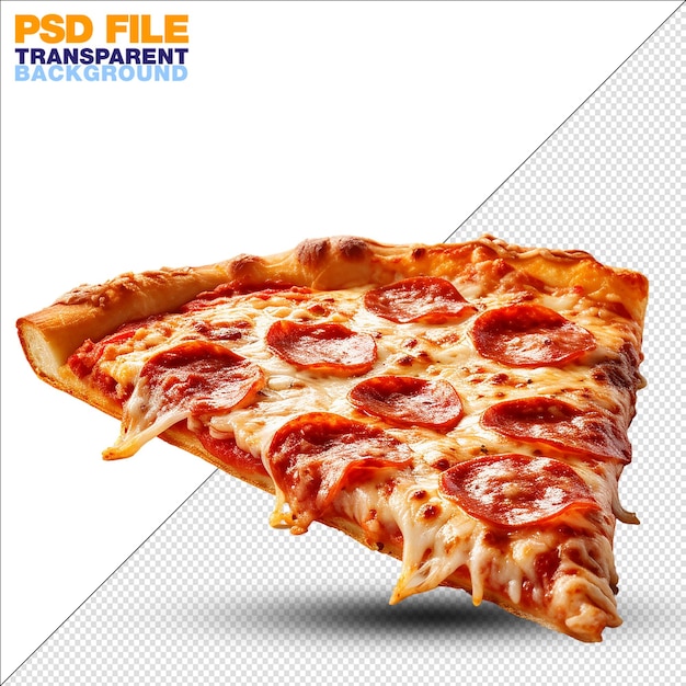 Amazing delicious pizza slice new york style on transparent background