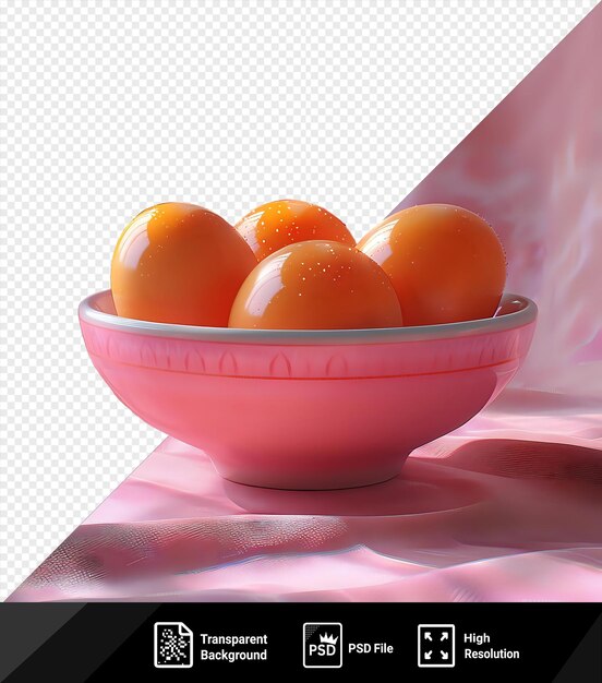 PSD amazing eggs bowl on a pink cloth with a pink shadow png psd