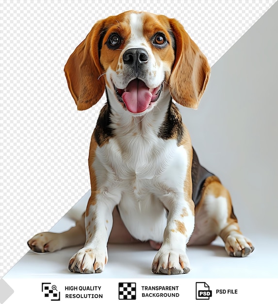 Amico sorprendente ritratto di animale domestico divertente attivo cane carino beagle posando concetto di movimento azione animali domestici amore vita animale sembra felice deliziato copyspace per annuncio png psd