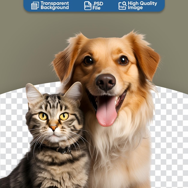 PSD amazing friendliness a portrait of a happy dog and cat looking at the camera together