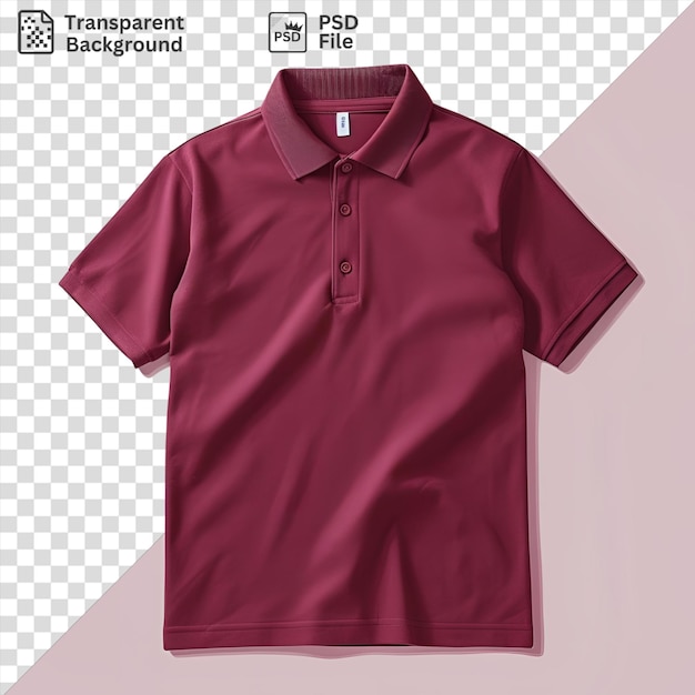 Amazing front view capture a polo shirt burgundy cotton material fabric label