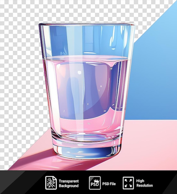 PSD amazing jigger in a glass of water on a pink table png