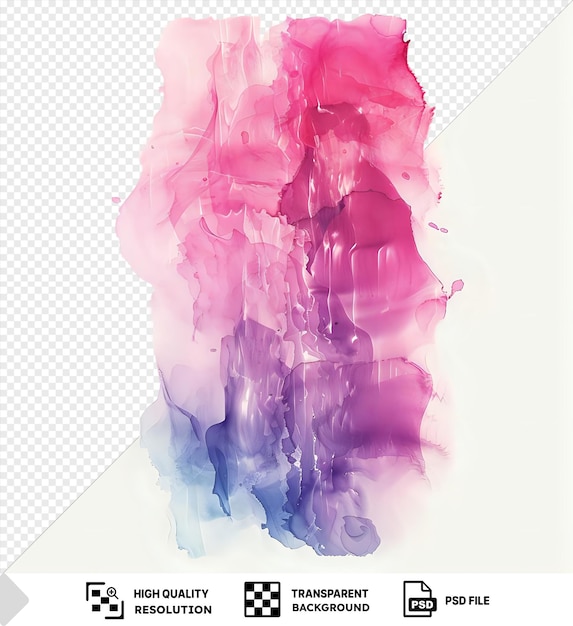 PSD amazing pink ink and watercolor textures paint leaks and ombre effects hand painted abstract image on a isolated background