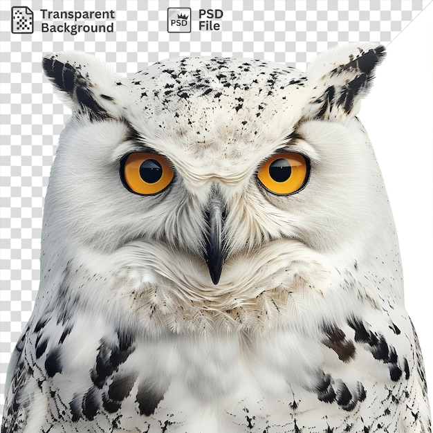 Amazing realistic photographic zoological illustrators wildlife illustrations showcase a white owl with striking orange and yellow eyes accompanied by a black ear