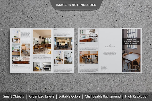 PSD incredibile mockup di brochure o flyer a tre ante realistico