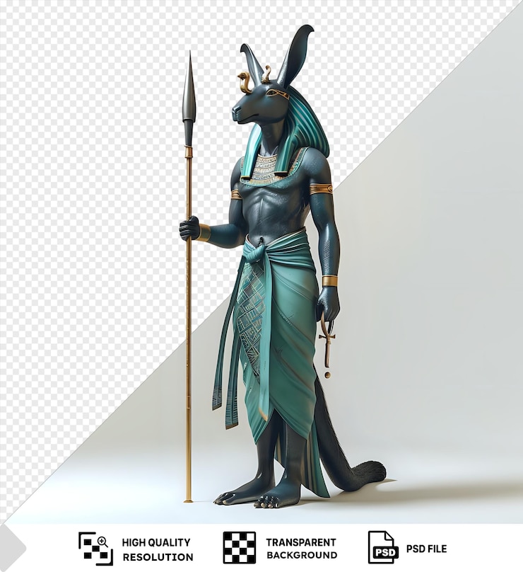 PSD amazing serapis egyptian god figurine holding a sword