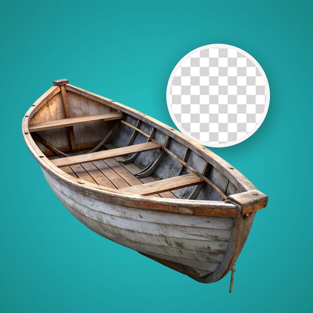 PSD Удивительный снимок старой деревянной лодки на отражающем озере