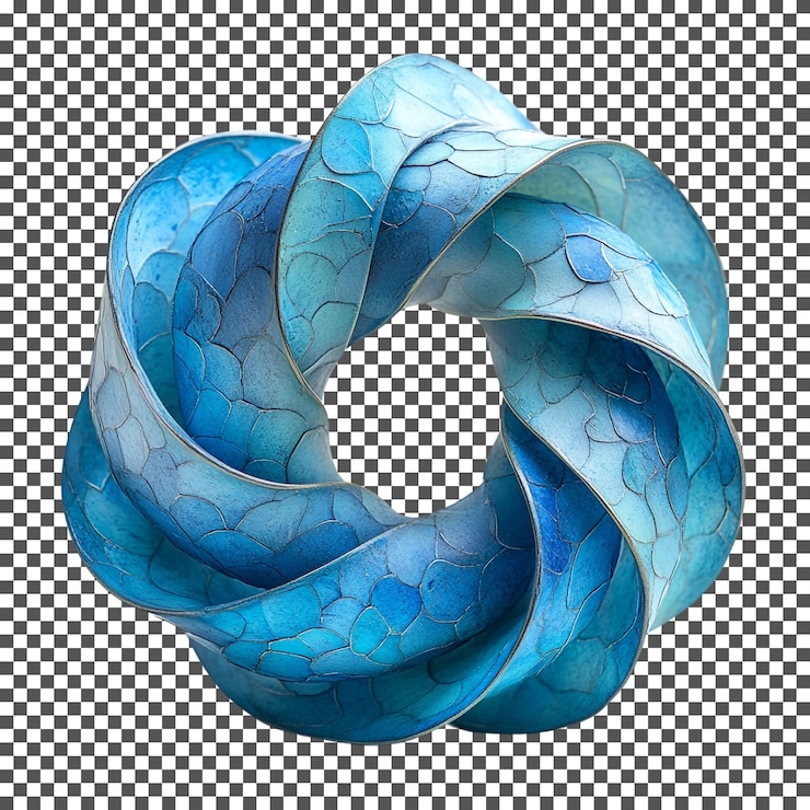 PSD amazing teal turquoise twist isolated on transparent background