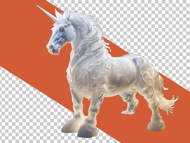 PSD incredibile scultura di ghiaccio bianca a unicorno