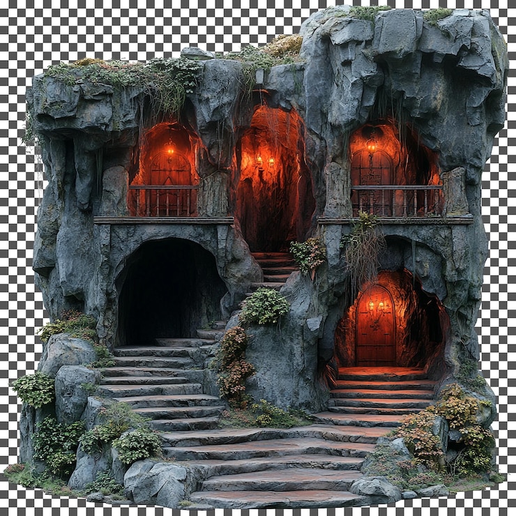 PSD amazing vampire lair isolated on transparent background