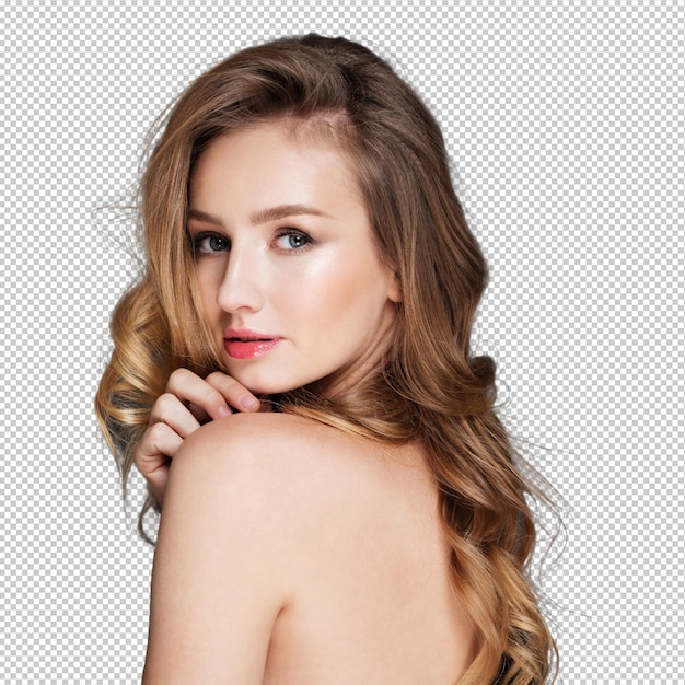 Amazing young woman posing over grey wall