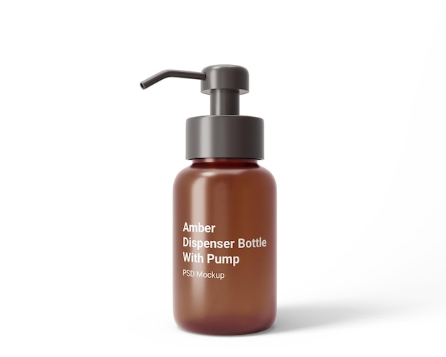 Amber disppenser bottle with pump mockup