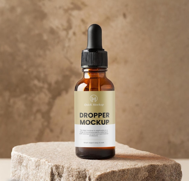 amber dropper bottle mockup for cosmetic