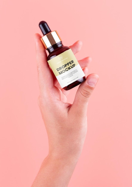 amber dropper bottle mockup psd for branding