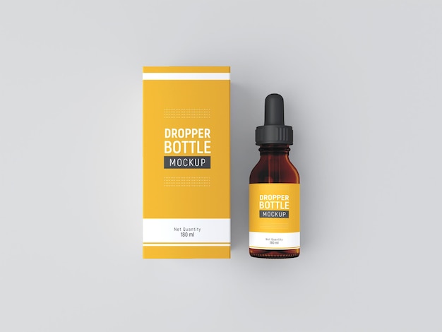 Amber dropper bottle mockup