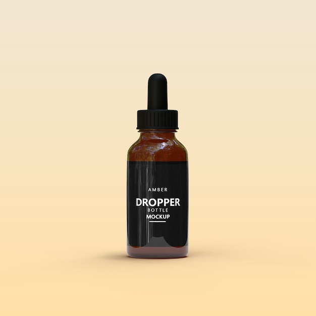 Amber Dropper Bottle PSD Mockup