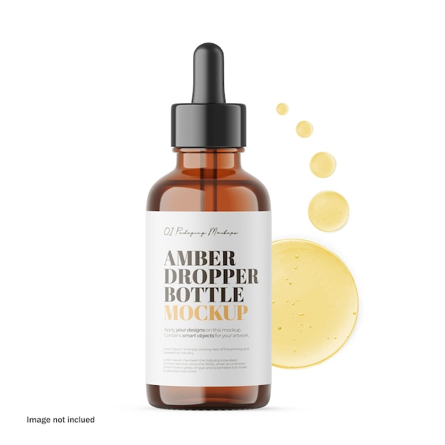 PSD amber dropper bottle with plastic lid psd mockup