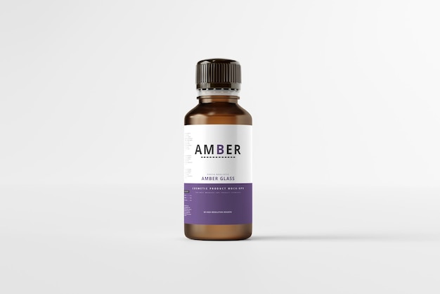 Amber glass bottle mockup