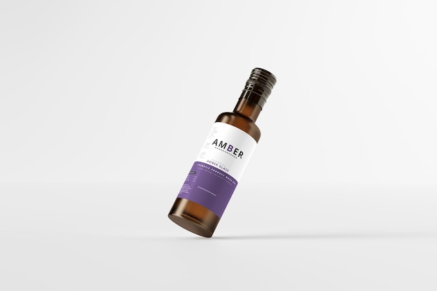 Amber glass bottle mockup